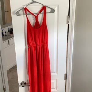 Red racer back maxi dress